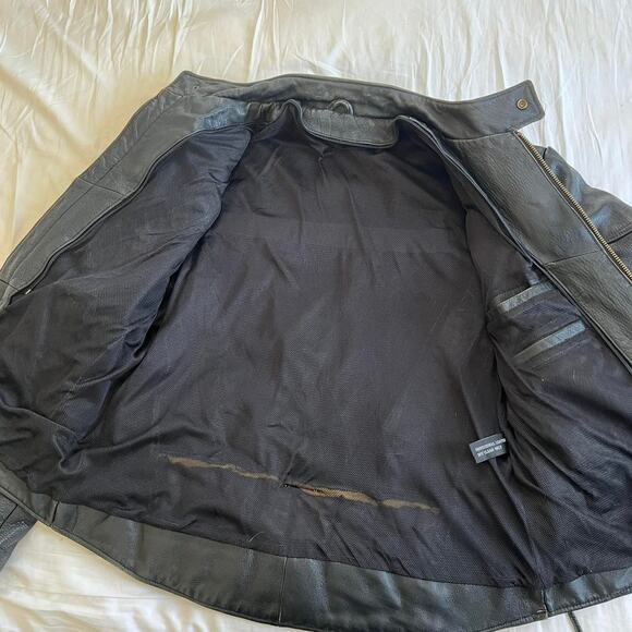 Vintage Black Biker Leather Jacket 25x25.5” - Picture 8 of 8